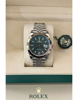 Rolex Datejust 41mm Mint Green Smooth Bezel 126300 2025 New FULL SET