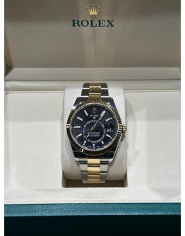 Rolex SKY-DWELLER 42mm 326933 Steel and Yellow Gold Black Dial Oyster bracelet FULL SET