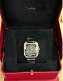 Cartier Santos WSSA0071 Large Size Blue Dial Stainless Steel Bracelet FULL SET