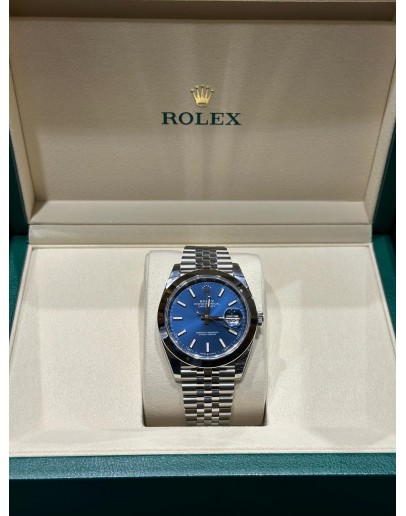 Rolex Datejust 41mm Bright blue Smooth Bezel 126300 2025 New FULL SET