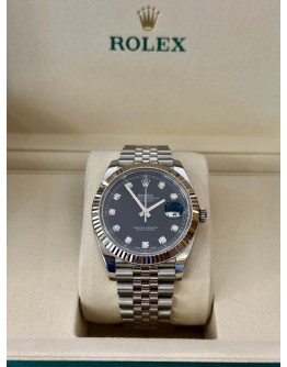 Rolex Datejust 41mm Jubilee Black Diamond Dial 126334 FULL SET