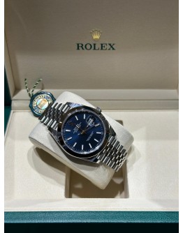 Rolex Datejust 41mm Bright blue Smooth Bezel 126300 2025 New FULL SET - Detay