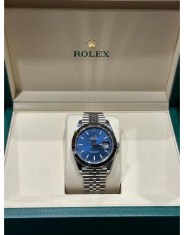 Rolex Datejust 41mm Bright blue Smooth Bezel 126300 2025 New FULL SET