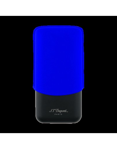 S.T. Dupont Grained Leather Üçlü Puro Kılıfı Neon Mavi 183416