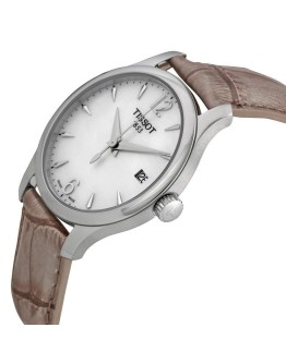 Tissot Tradition Kuvars 33mm Beyaz Kadran Deri Kordon Kadın Kol Saati - Detay