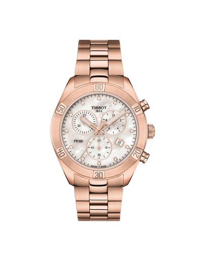 Tissot PR 100 Sport Chic Elmas Detay Çelik Rose Gold Bileklik Kadın Kol Saati